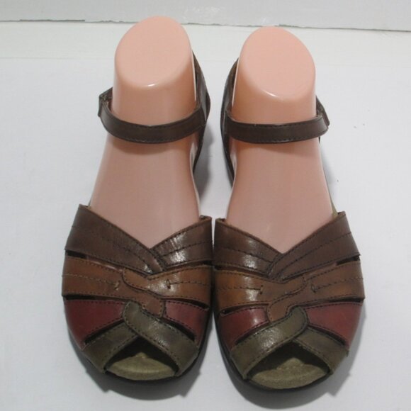 Thom McAn Womens Brown Leather Sandals Size 8W Closed Heel - Picture 3 of 11